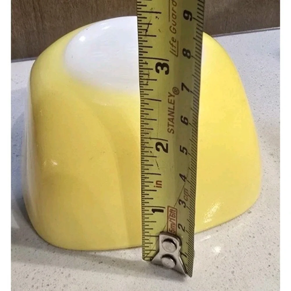 VTG 1970s pyrex Yellow‎ Mixing Bowl White Interior USA Glass 3
